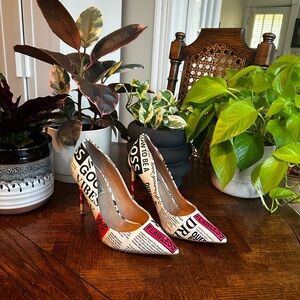 Steve Madden Graphic Print Heels - Black and Red